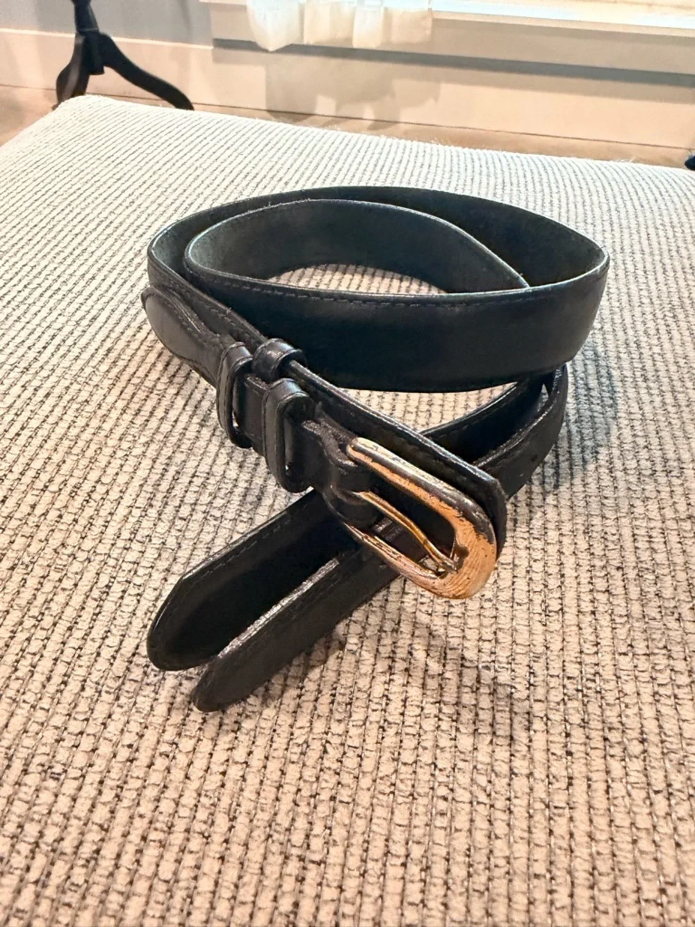 Vintage Genuine Leather Western Uniform Belt Solid Brass Police Style Buckle L41